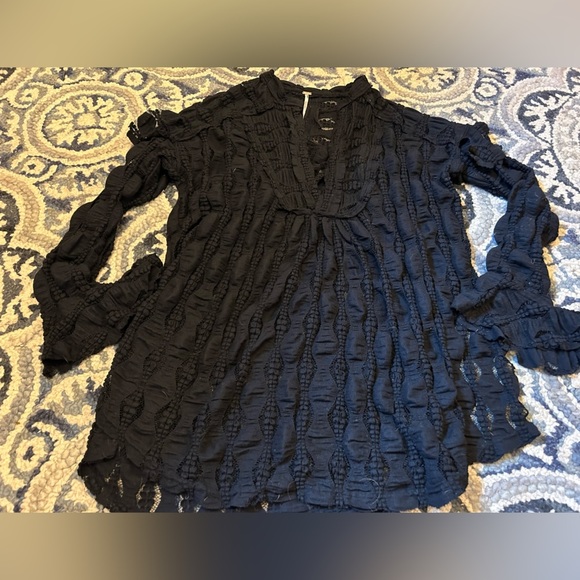 Free People Black Lace Top - Picture 1 of 5